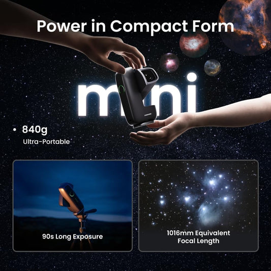 DWARFLAB DWARF Mini Smart Telescope - 840g Ultra-Portable Astronomy Telescope for Astrophotography with Built-in Filters, Auto GOTO, AZ/EQ Mode and Cloud Processing, Ideal for All Ages