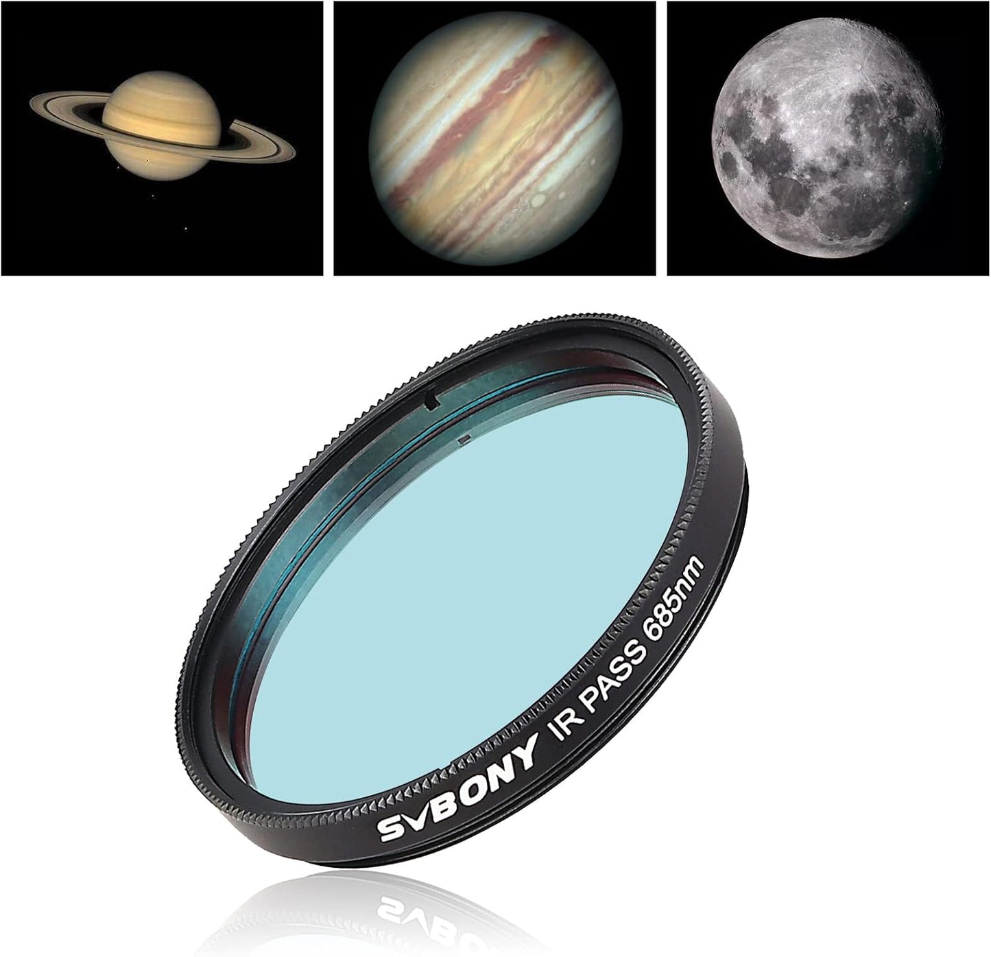SVBONY SV183 IR Pass Filter 2 Inch T685nm Telescope Filter | IR Imaging for Sharper Planetary Photos,Enhanced Contrast and Surface Detail, CNC Aluminum Frame,1.25" Thread (M48×0.75)