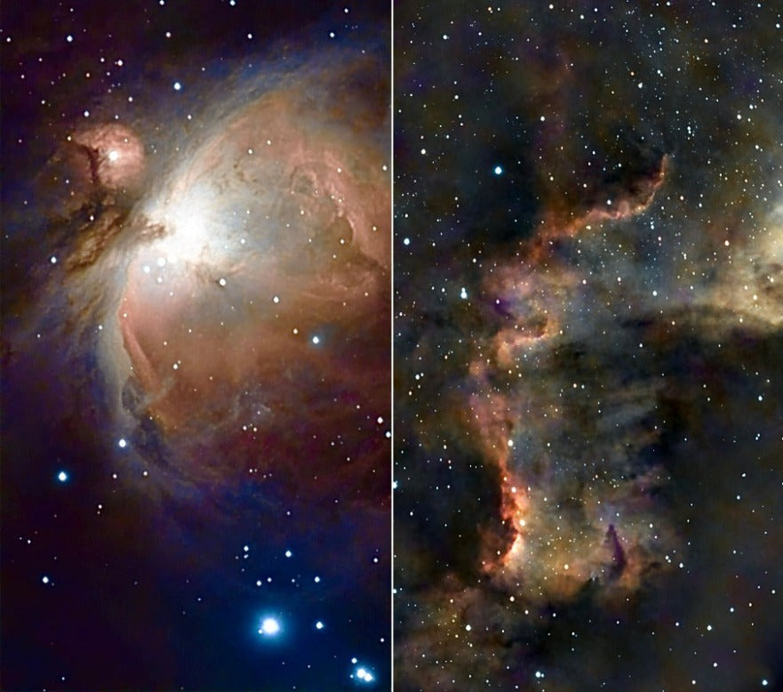 ZWO Seestar S50 images of M42 Orion Nebula and NGC7000 Cygnus wall taken while using components from the OAK.