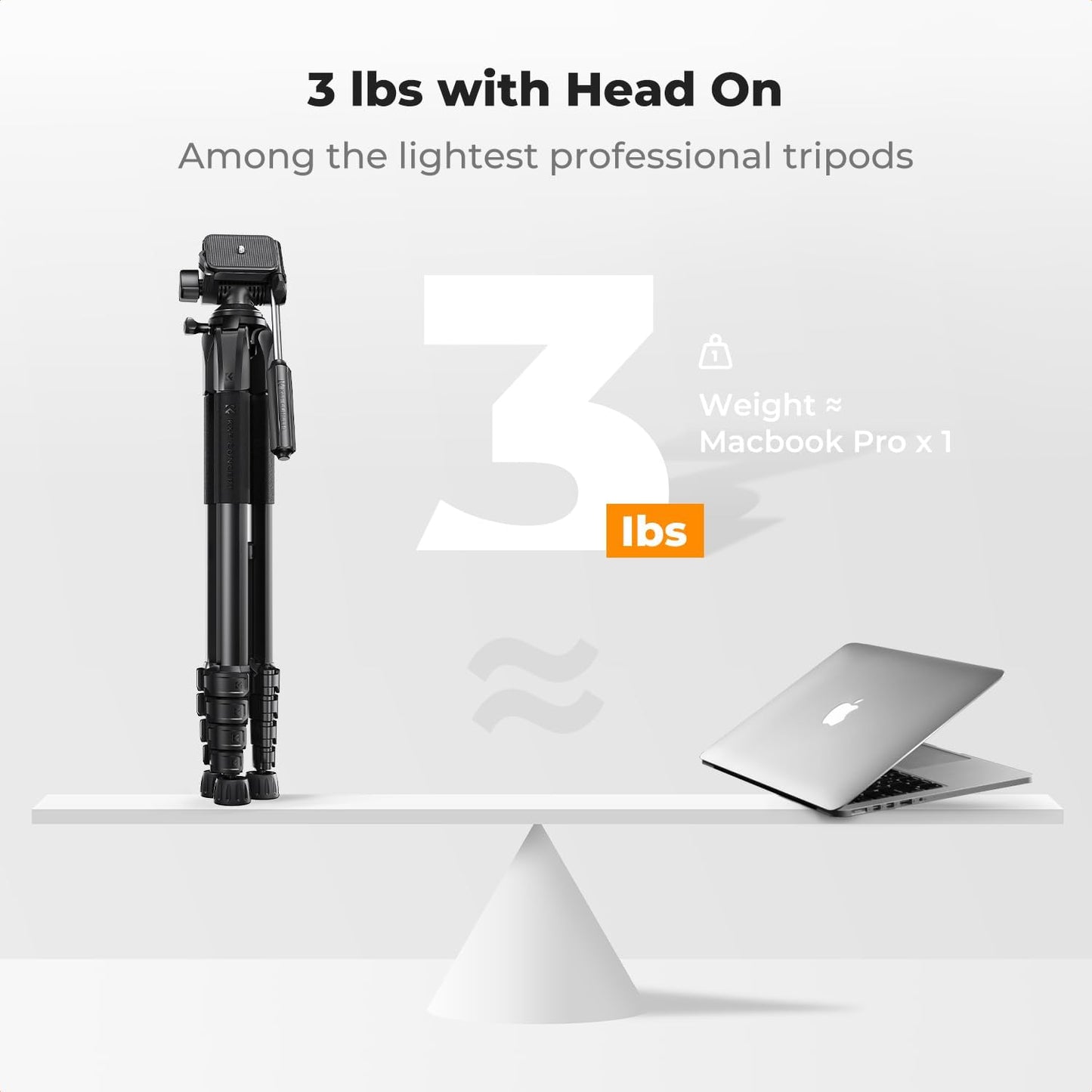 K&F CONCEPT 75"/190cm Lightweight Travel Camera Tripod for Phone | Compact Video Tripod Stand with Phone Clip, Bluetooth, Compatible with Canon/Sony/Nikon, Laser Level S255A3+BV01