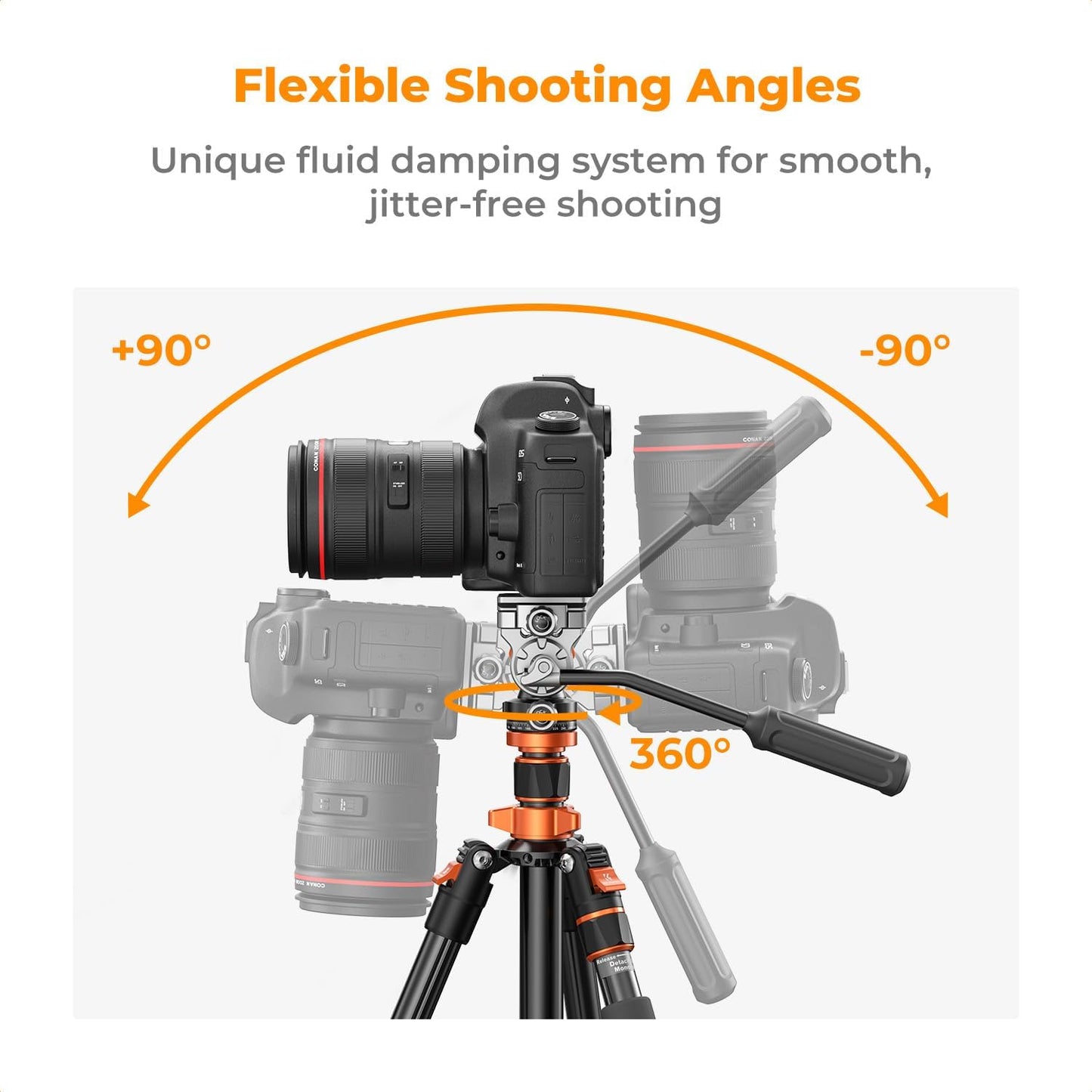 K&F CONCEPT 83 inch/211cm Camera Video Tripod | for DSLR Compact Aluminum Tripod with Fluid Head and 5KG Load for Travel and Work K234A7+FH-03