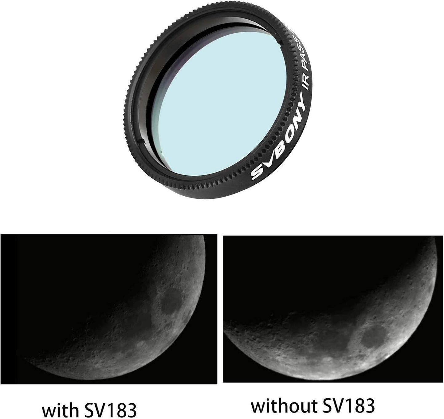 SVBONY SV183 IR Pass Filter 2 Inch T685nm Telescope Filter | IR Imaging for Sharper Planetary Photos,Enhanced Contrast and Surface Detail, CNC Aluminum Frame,1.25" Thread (M48×0.75)