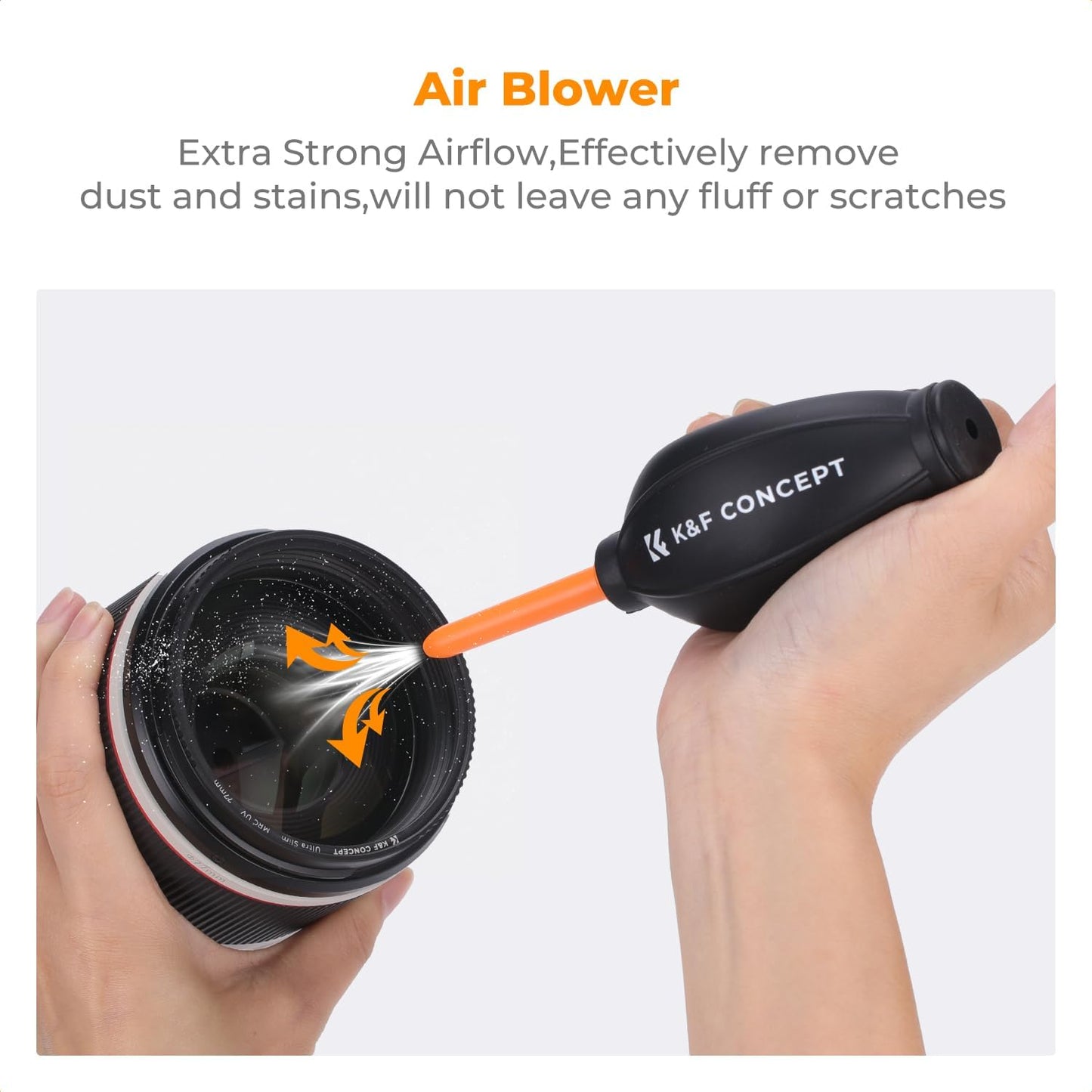 K&F CONCEPT 15-in-1 Camera Lens Cleaning Kit with Air Blowing, Wipes, Cloth | Cleaning Wipes, 60ml Liquid, cleaning cloth, Lens Pen, Cleaning Brush for DSLR Camera Lens Filter Cell Phones MK04