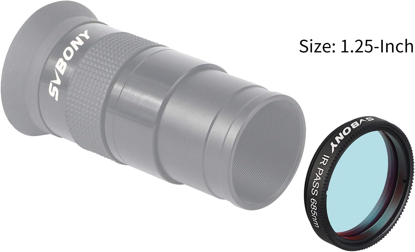 SVBONY SV183 IR Pass Filter 2 Inch T685nm Telescope Filter | IR Imaging for Sharper Planetary Photos,Enhanced Contrast and Surface Detail, CNC Aluminum Frame,1.25" Thread (M48×0.75)
