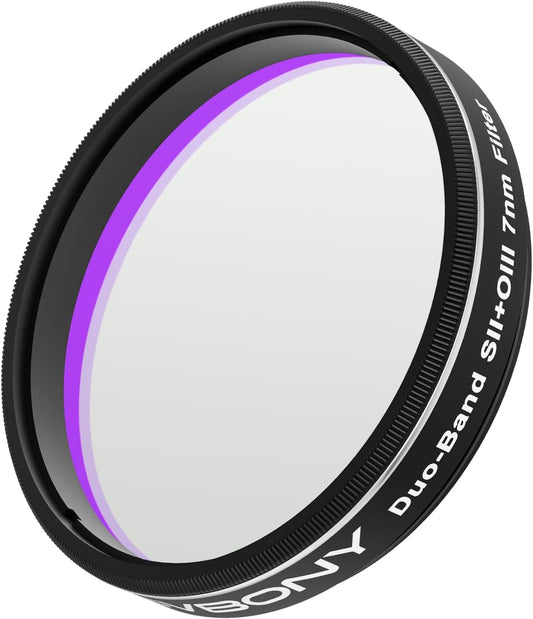 Svbony SV220 Telescope Filter, SII & OIII, 7nm Dual-Band 1.25" Nebula Filter, 88% Peak Transmission with OD5 Cut-Off Depth Telescope Accessory, Reduce Light Pollution, for Imaging emission Nebulae