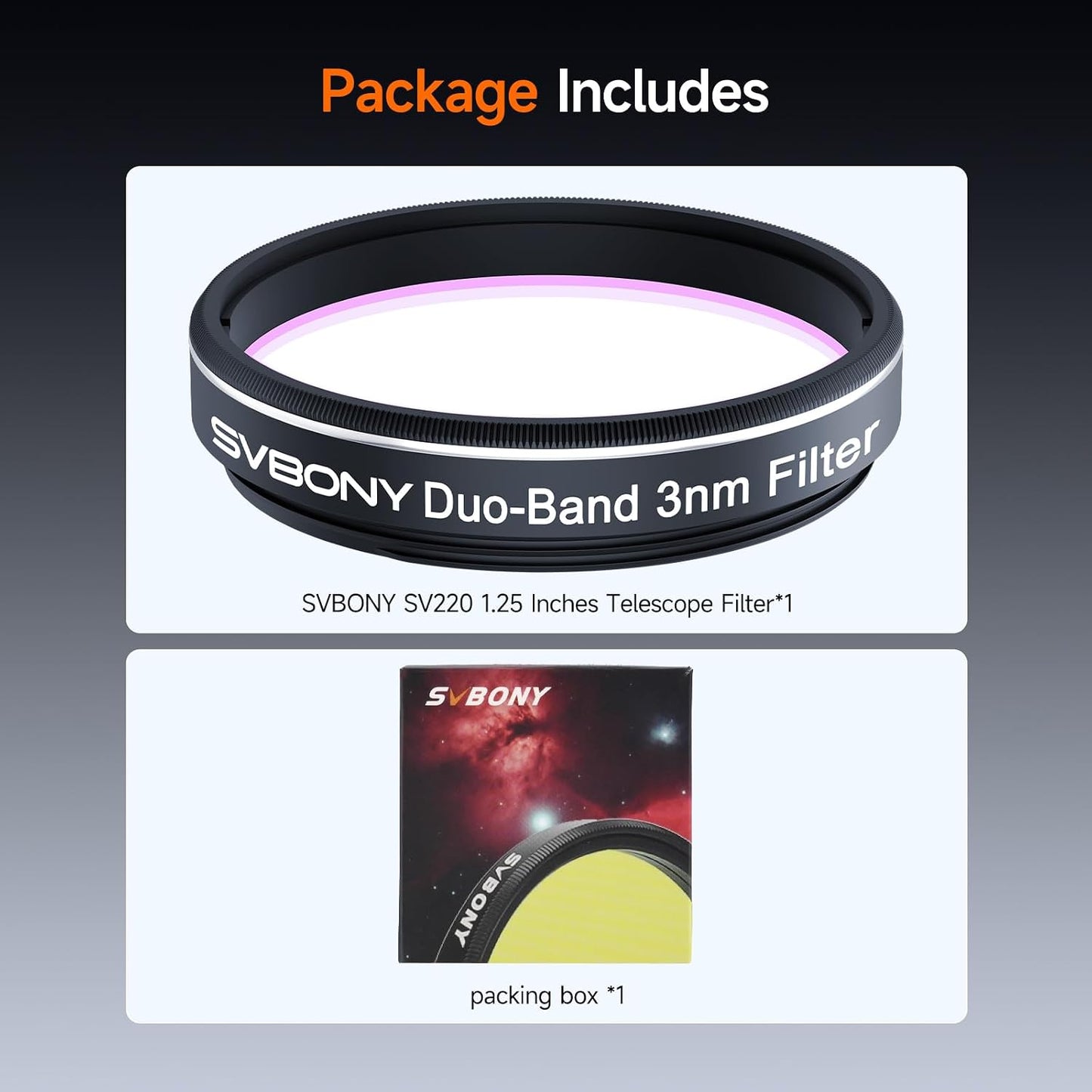 Svbony SV220 Telescope Filter, H-Alpha & OIII, 7nm Dual-Band 1.25" Filter | Urban Emission Nebula Imaging, 85% Transmission Rate with OD5, H-Alpha (656nm) and OIII (500nm) Wavelengths