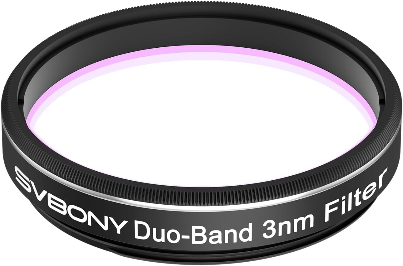 Svbony SV220 Telescope Filter, H-Alpha & OIII, 7nm Dual-Band 1.25" Filter | Urban Emission Nebula Imaging, 85% Transmission Rate with OD5, H-Alpha (656nm) and OIII (500nm) Wavelengths