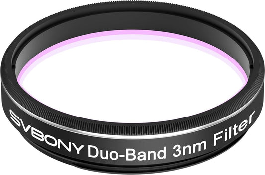 Svbony SV220 Telescope Filter, H-Alpha & OIII, 7nm Dual-Band 1.25" Filter | Urban Emission Nebula Imaging, 85% Transmission Rate with OD5, H-Alpha (656nm) and OIII (500nm) Wavelengths
