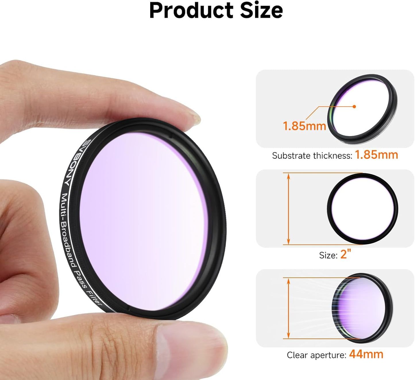 Svbony SV260 2'' Telescope Filter, OD4 Multi-bandpass Star Filed Filter | for Galaxies Emission Reflection Nebulae Suburban Deep Sky Photography,Light Pollution Suppression,Over 90%Peak Transmittance