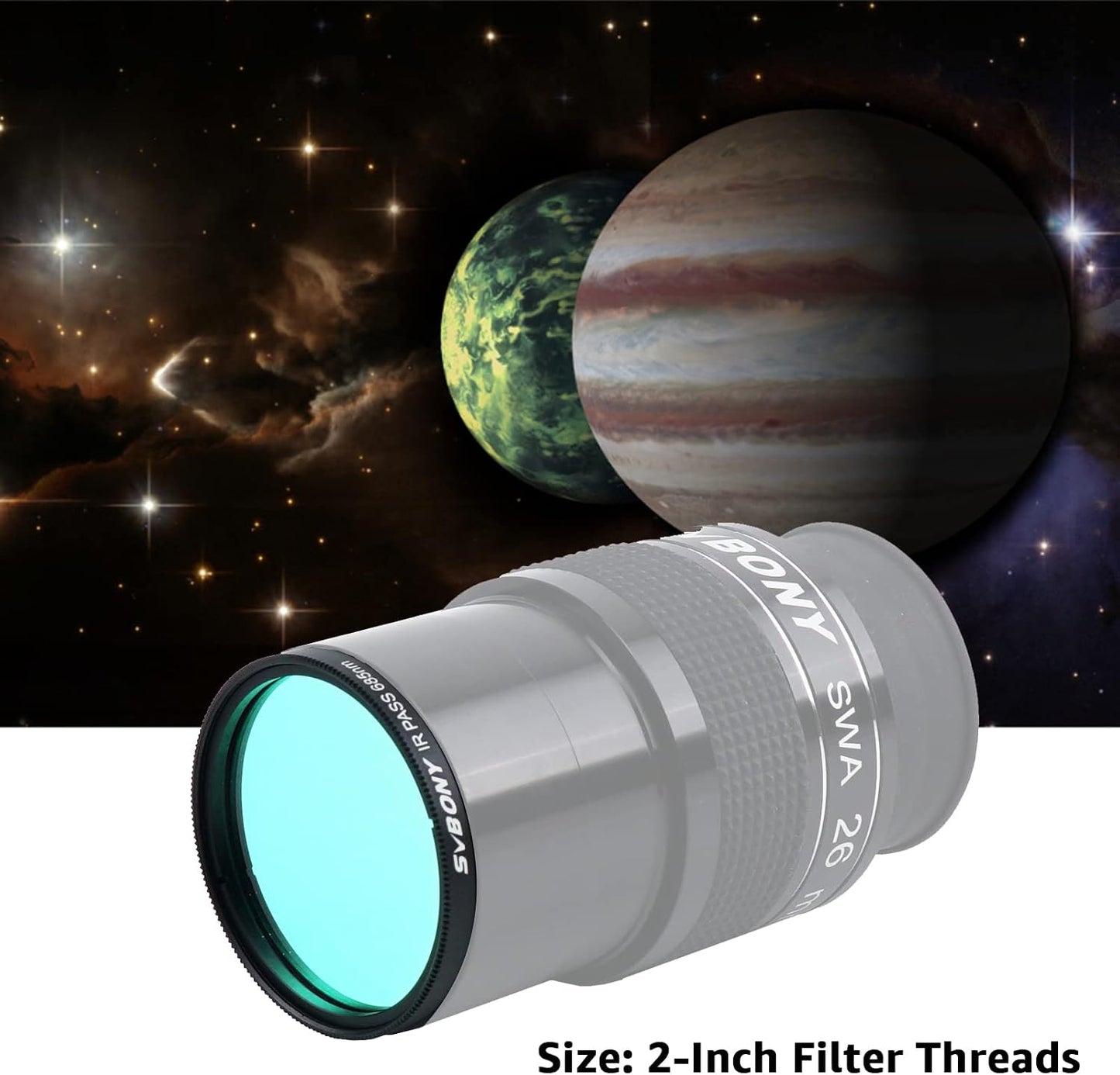 SVBONY SV183 IR Pass Filter 2 Inch T685nm Telescope Filter | IR Imaging for Sharper Planetary Photos,Enhanced Contrast and Surface Detail, CNC Aluminum Frame,1.25" Thread (M48×0.75)
