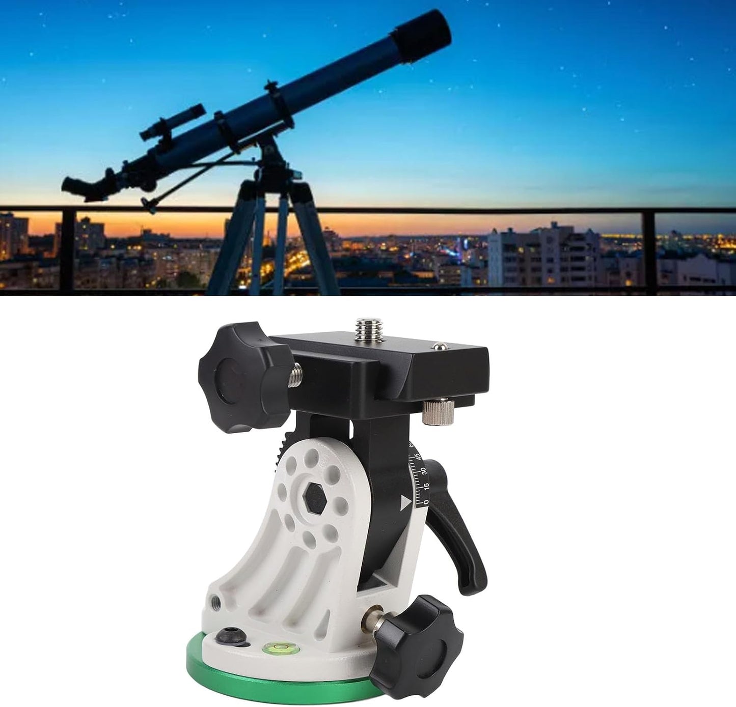 Latitude Base for for Star Field, Aluminum Alloy Equatorial Wedge, 90 Degree Latitude Adjustment Seat, 3/8 Inch Thread for Common Tripods, Telescope Accessory