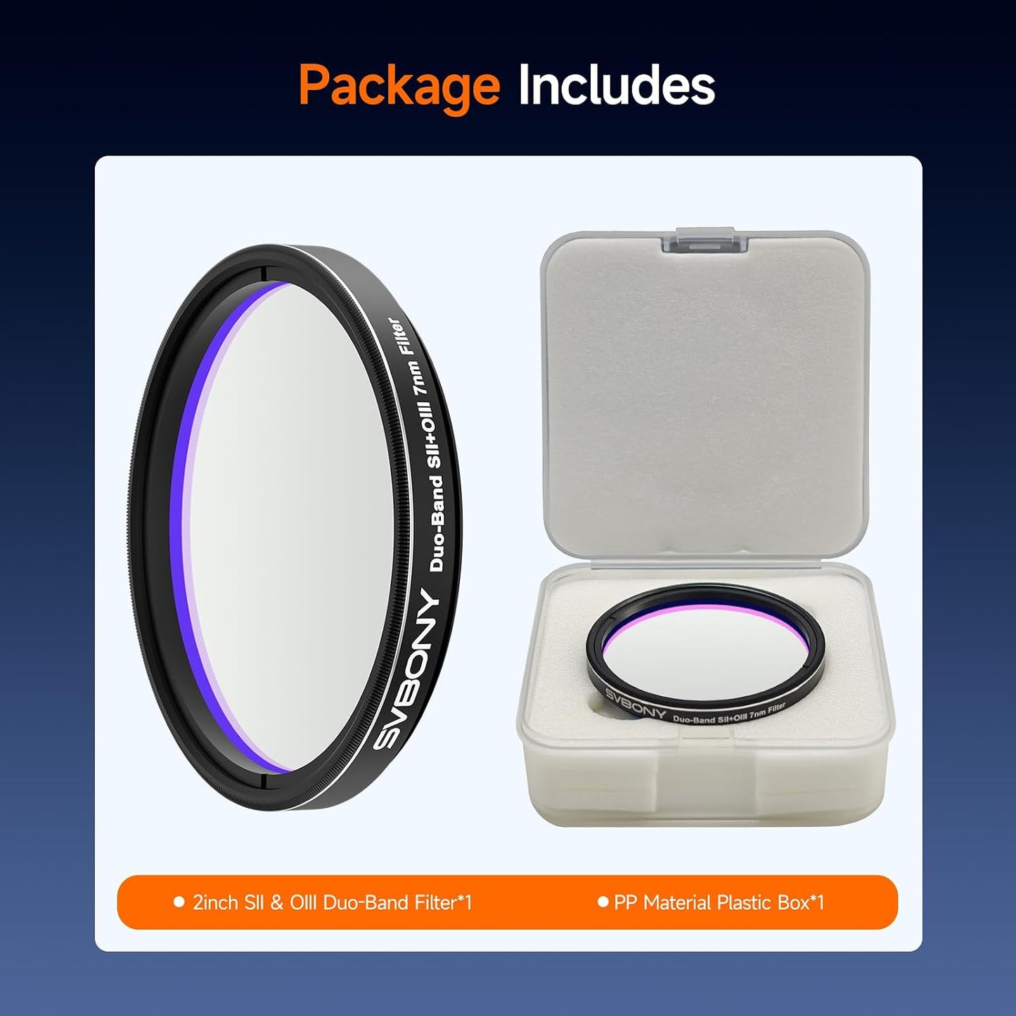 Svbony SV220 Telescope Filter, SII & OIII, 7nm Dual-Band 1.25" Nebula Filter, 88% Peak Transmission with OD5 Cut-Off Depth Telescope Accessory, Reduce Light Pollution, for Imaging emission Nebulae