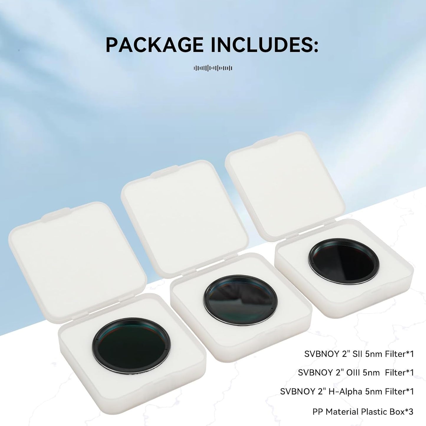 SVBONY SV227 2" SHO Telescope Filter Set, Narrowband Filter Kit, SII H-Alpha OIII 5nm Narrow-Band Filters, Reduce Light Pollution, 3Pcs Set for Emission Nebula Planetary Nebulae Astrophotography | SII H-Alpha OIII Narrow-Band Filters, Reduce Light Polluti