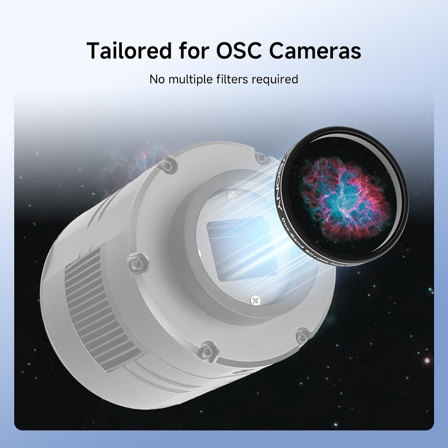 Svbony SV220 Telescope Filter, SII & OIII, 7nm Dual-Band 1.25" Nebula Filter, 88% Peak Transmission with OD5 Cut-Off Depth Telescope Accessory, Reduce Light Pollution, for Imaging emission Nebulae
