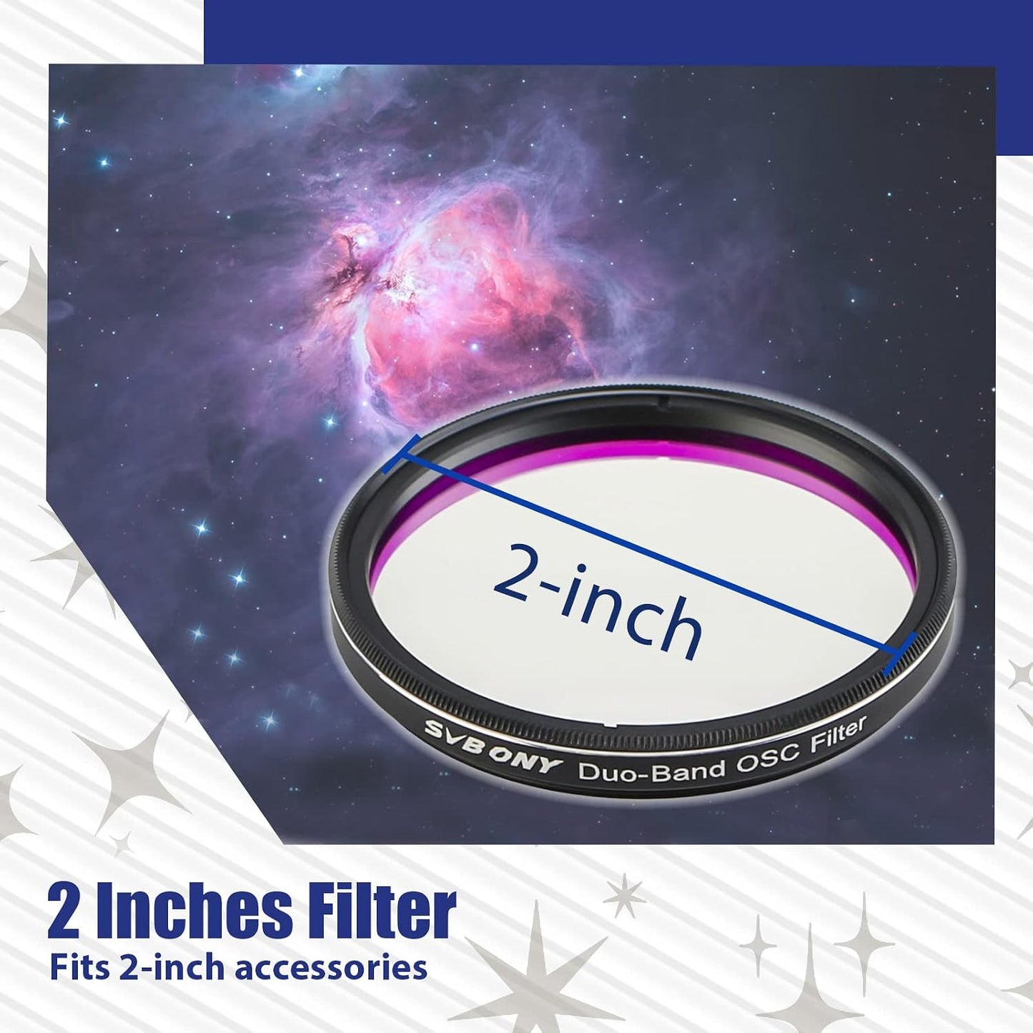 Svbony SV220 Telescope Filter, H-Alpha & OIII, 7nm Dual-Band 1.25" Filter | Urban Emission Nebula Imaging, 85% Transmission Rate with OD5, H-Alpha (656nm) and OIII (500nm) Wavelengths