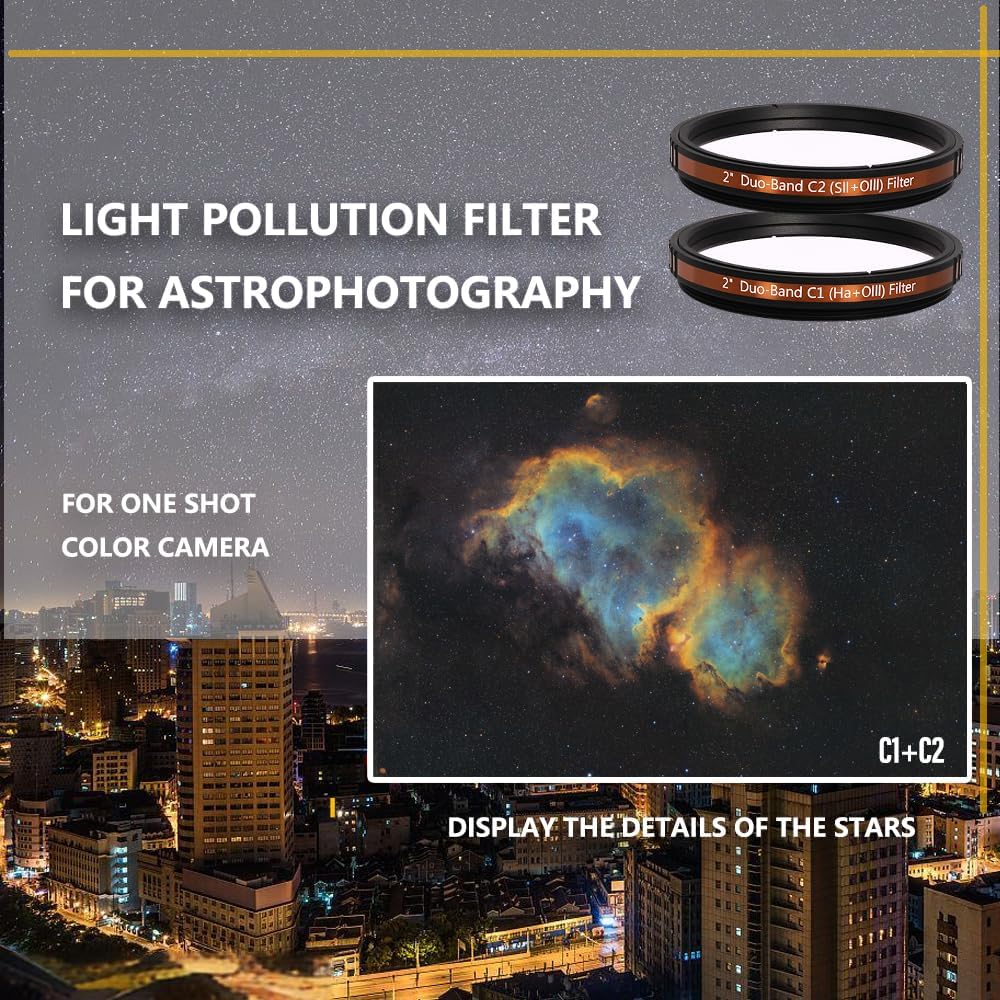Askar Colour Magic C 2" Duo-Band Filter Package, 48mm, Enhancing, Optical Glass, Astrophotography, Astronomy Filters, Increase Contrast and Reduce Light Pollution
