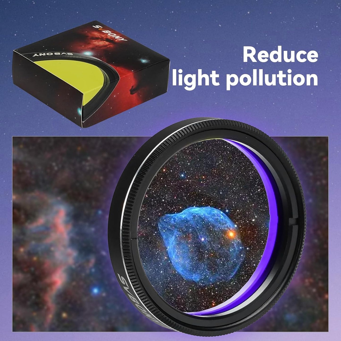 Svbony SV220 Telescope Filter, H-Alpha & OIII, 7nm Dual-Band 1.25" Filter | Urban Emission Nebula Imaging, 85% Transmission Rate with OD5, H-Alpha (656nm) and OIII (500nm) Wavelengths