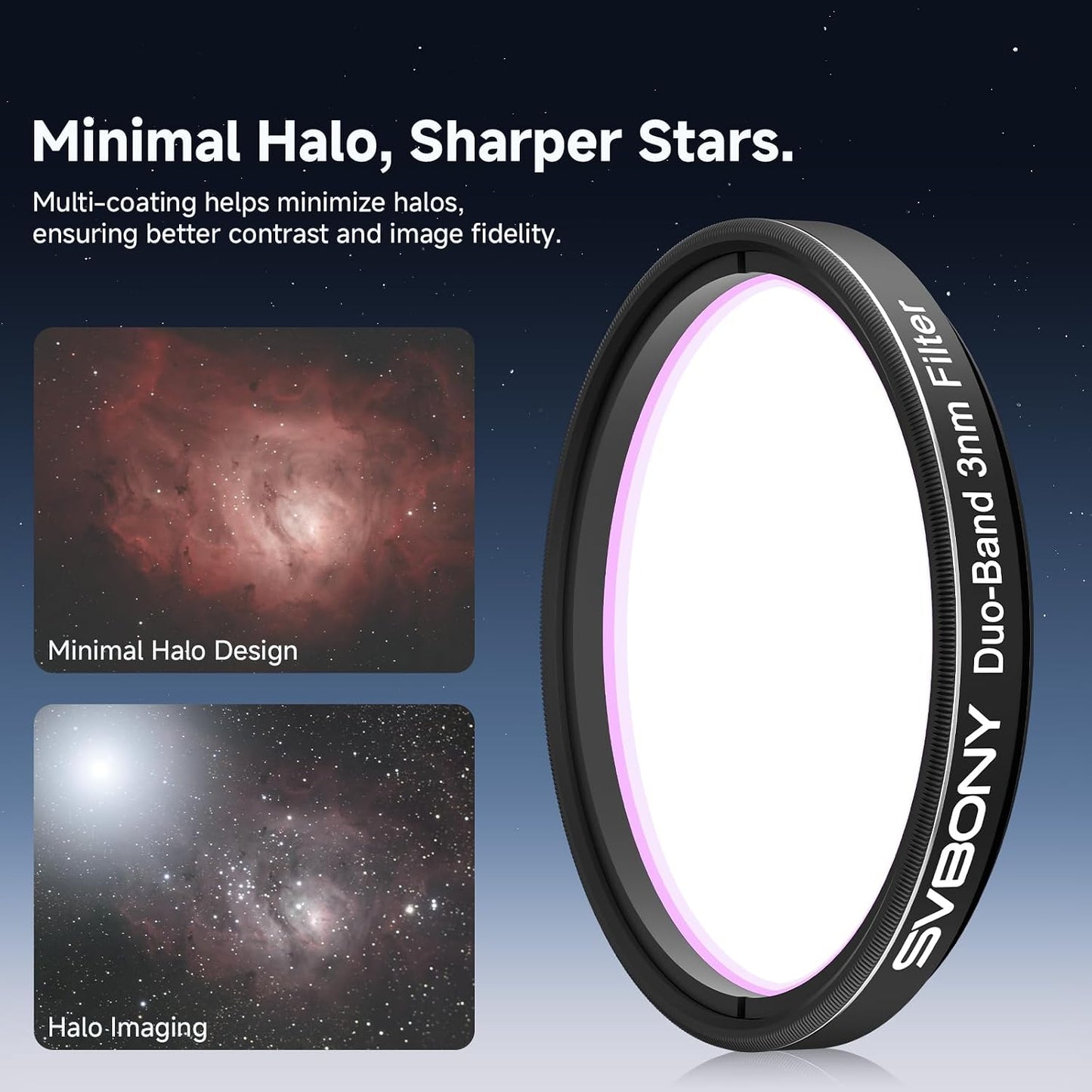 Svbony SV220 Telescope Filter, H-Alpha & OIII, 7nm Dual-Band 1.25" Filter | Urban Emission Nebula Imaging, 85% Transmission Rate with OD5, H-Alpha (656nm) and OIII (500nm) Wavelengths