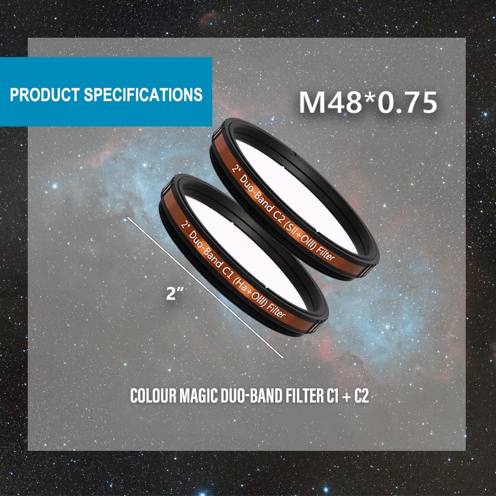 Askar Colour Magic C 2" Duo-Band Filter Package, 48mm, Enhancing, Optical Glass, Astrophotography, Astronomy Filters, Increase Contrast and Reduce Light Pollution