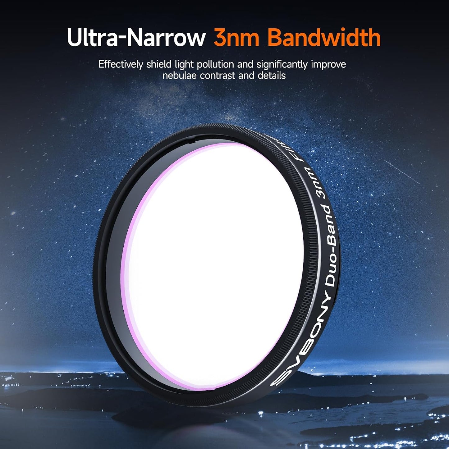 Svbony SV220 Telescope Filter, H-Alpha & OIII, 7nm Dual-Band 1.25" Filter | Urban Emission Nebula Imaging, 85% Transmission Rate with OD5, H-Alpha (656nm) and OIII (500nm) Wavelengths
