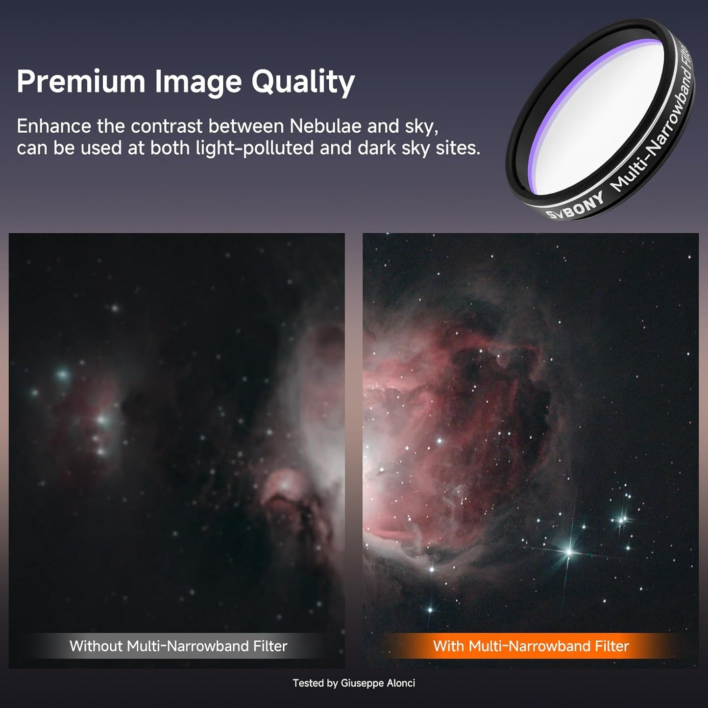 SVBONY SV240 Telescope Filter, 1.25 inch Multi-Narrowband Filter | Increase Contrast, Ha OIII H-Beta, Telescope Accessories for City Astrophotography and Visual Observation