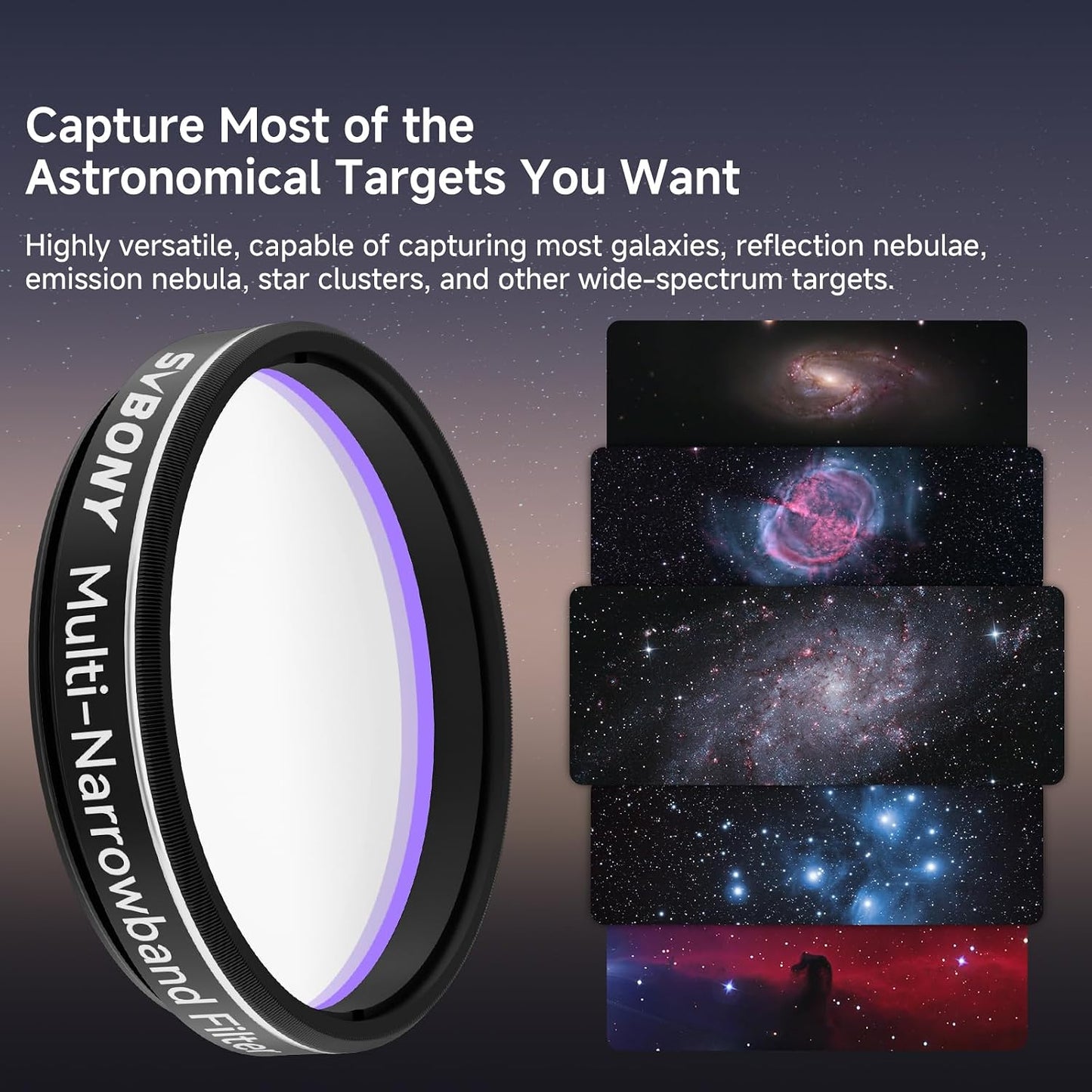 SVBONY SV240 Telescope Filter, 1.25 inch Multi-Narrowband Filter | Increase Contrast, Ha OIII H-Beta, Telescope Accessories for City Astrophotography and Visual Observation