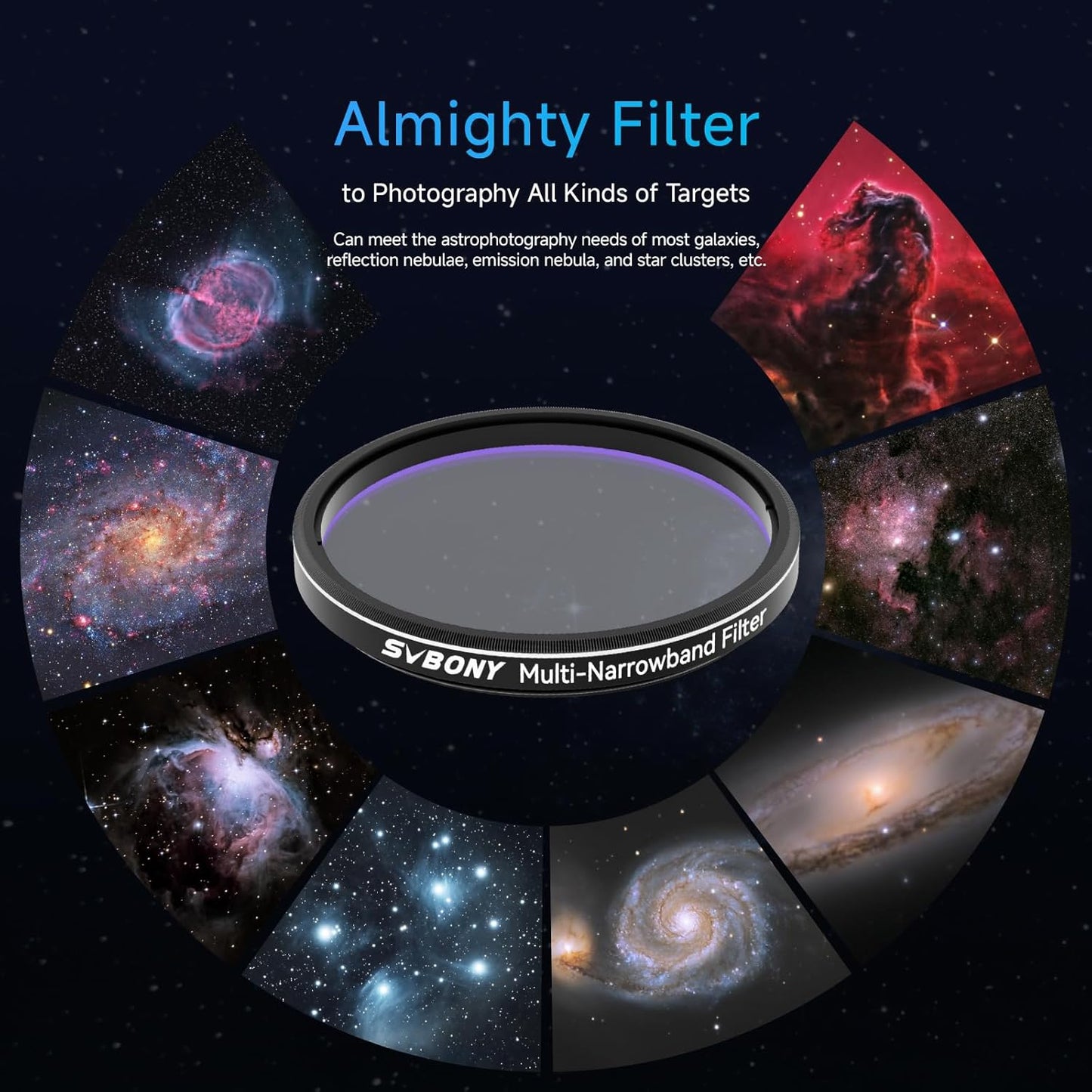 SVBONY SV240 Telescope Filter, 1.25 inch Multi-Narrowband Filter | Increase Contrast, Ha OIII H-Beta, Telescope Accessories for City Astrophotography and Visual Observation