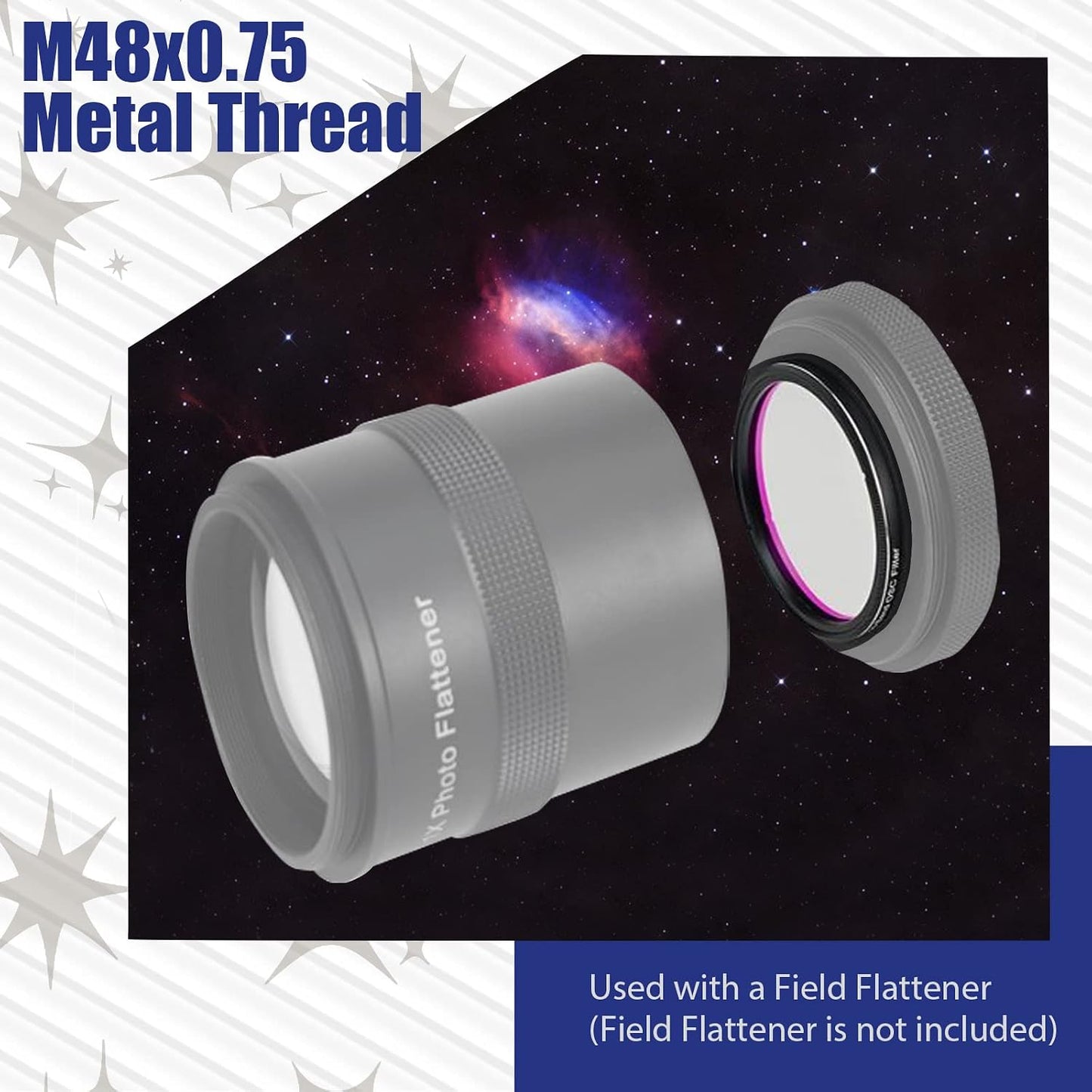 Svbony SV220 Telescope Filter, H-Alpha & OIII, 7nm Dual-Band 1.25" Filter | Urban Emission Nebula Imaging, 85% Transmission Rate with OD5, H-Alpha (656nm) and OIII (500nm) Wavelengths