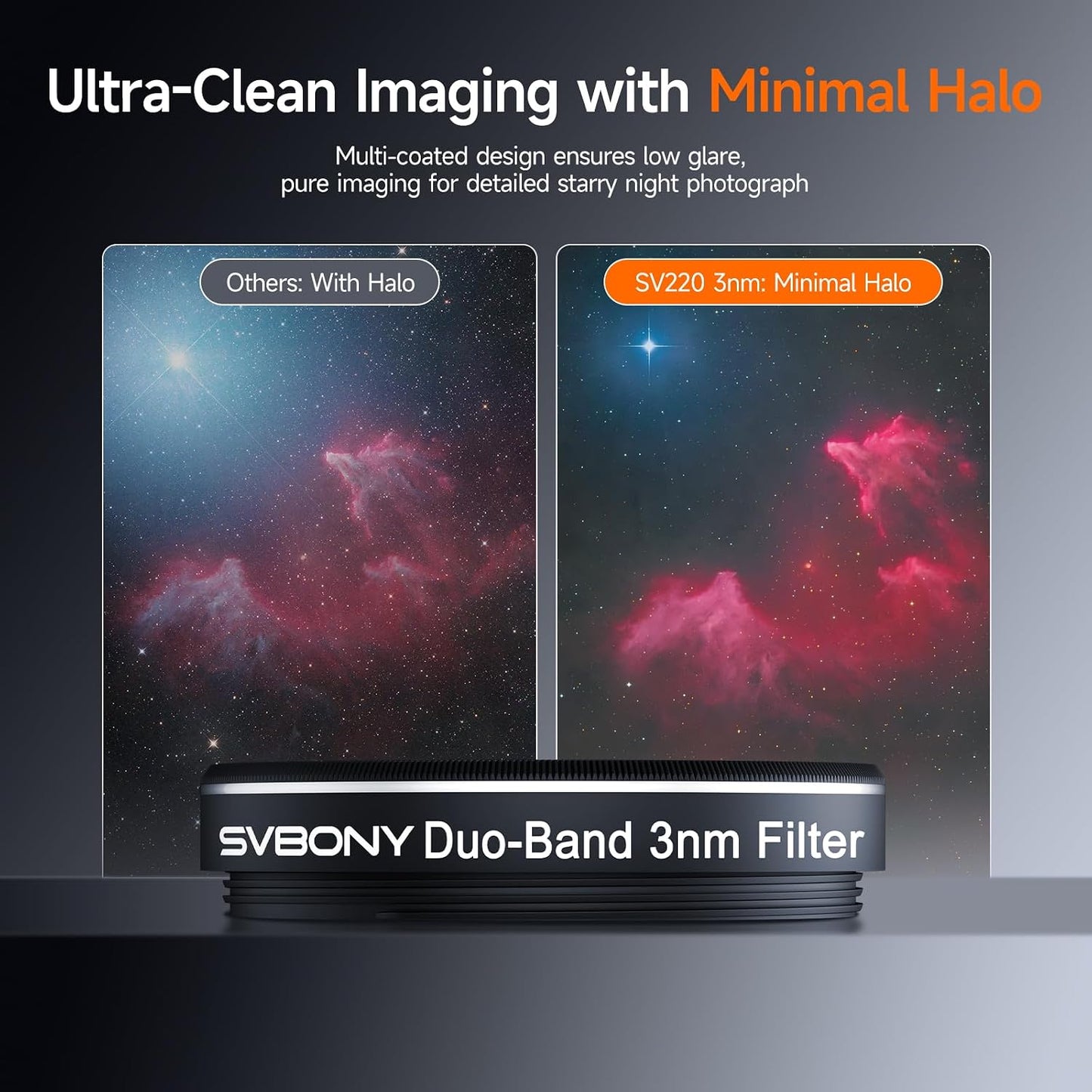 Svbony SV220 Telescope Filter, H-Alpha & OIII, 7nm Dual-Band 1.25" Filter | Urban Emission Nebula Imaging, 85% Transmission Rate with OD5, H-Alpha (656nm) and OIII (500nm) Wavelengths