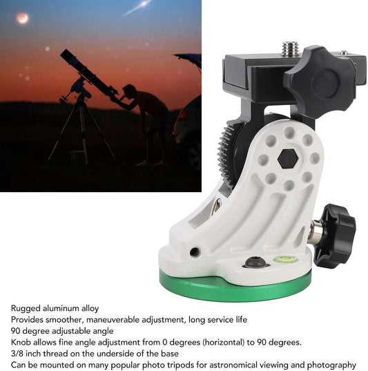 Latitude Base for for Star Field, Aluminum Alloy Equatorial Wedge, 90 Degree Latitude Adjustment Seat, 3/8 Inch Thread for Common Tripods, Telescope Accessory