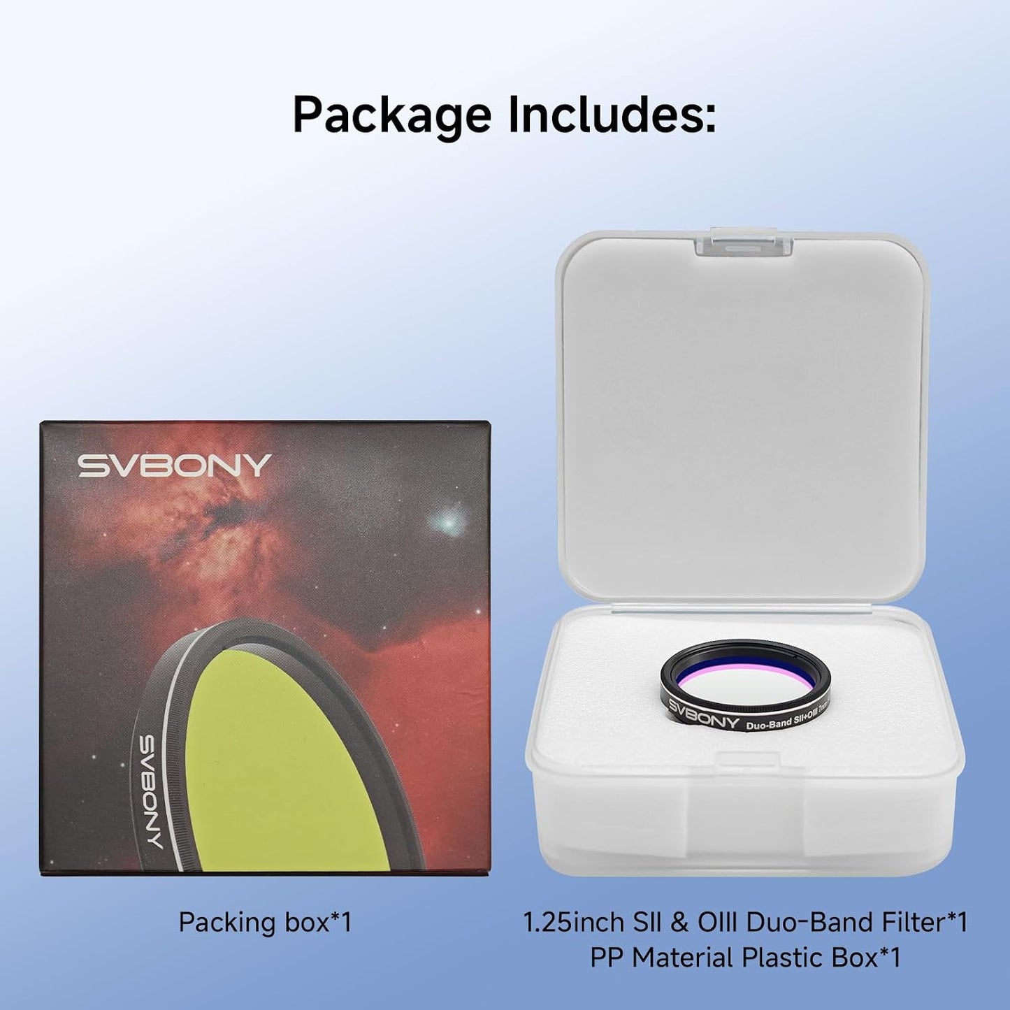 Svbony SV220 Telescope Filter, SII & OIII, 7nm Dual-Band 1.25" Nebula Filter, 88% Peak Transmission with OD5 Cut-Off Depth Telescope Accessory, Reduce Light Pollution, for Imaging emission Nebulae