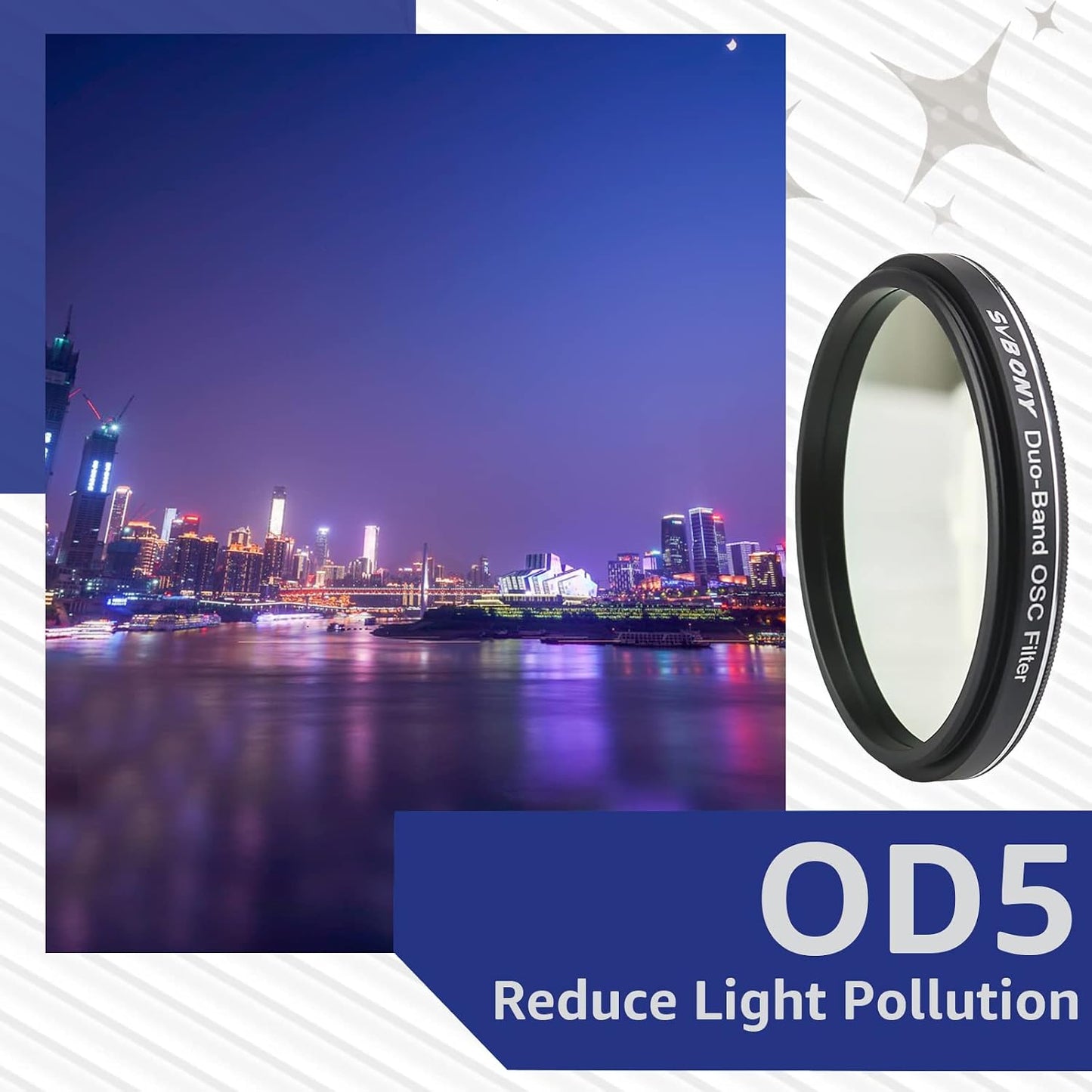 Svbony SV220 Telescope Filter, H-Alpha & OIII, 7nm Dual-Band 1.25" Filter | Urban Emission Nebula Imaging, 85% Transmission Rate with OD5, H-Alpha (656nm) and OIII (500nm) Wavelengths