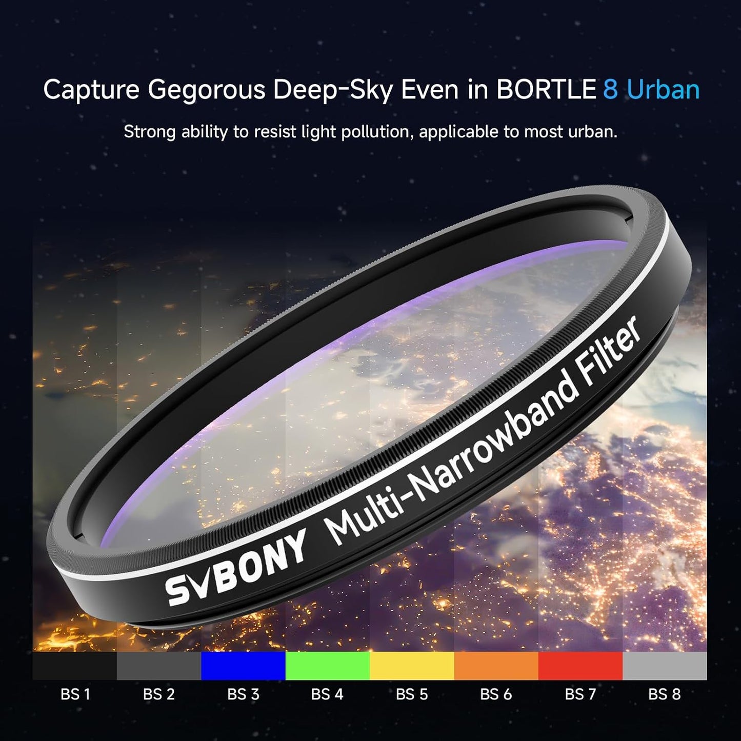 SVBONY SV240 Telescope Filter, 1.25 inch Multi-Narrowband Filter | Increase Contrast, Ha OIII H-Beta, Telescope Accessories for City Astrophotography and Visual Observation