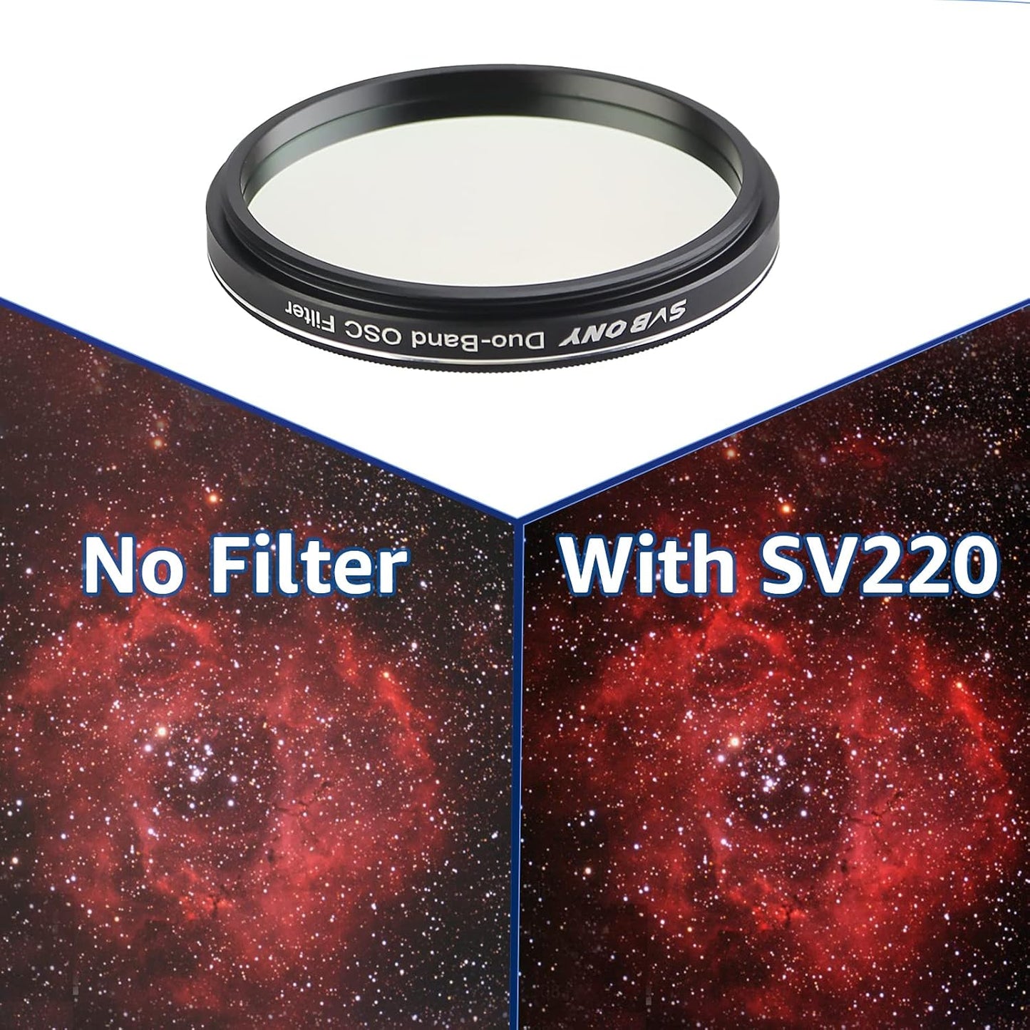 Svbony SV220 Telescope Filter, H-Alpha & OIII, 7nm Dual-Band 1.25" Filter | Urban Emission Nebula Imaging, 85% Transmission Rate with OD5, H-Alpha (656nm) and OIII (500nm) Wavelengths